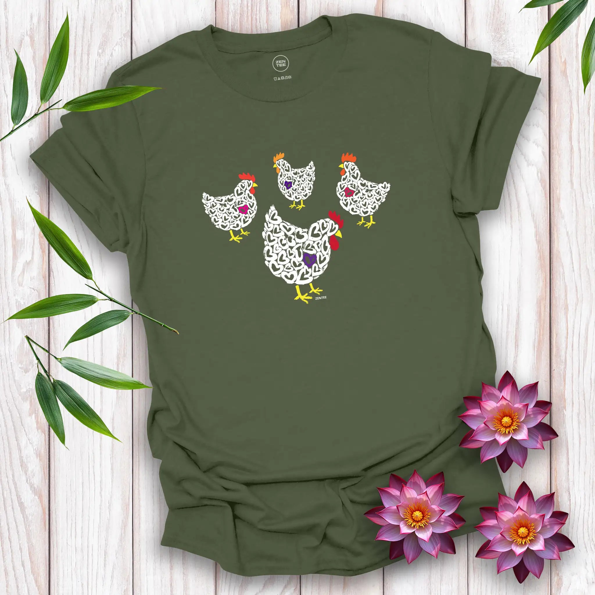 Meadow Spirits Love Heart Hens T-Shirt