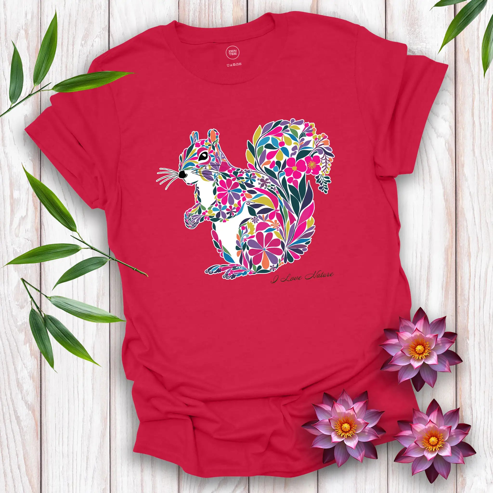 Squirrel Spirit Flowers T-Shirt