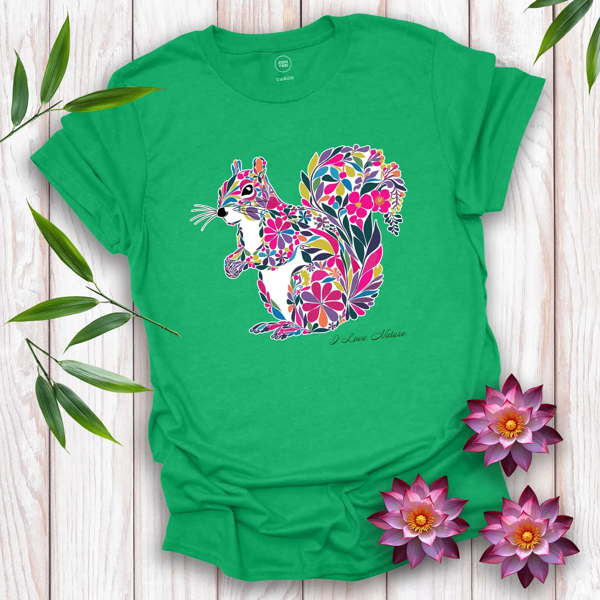 Squirrel Spirit Flowers T-Shirt