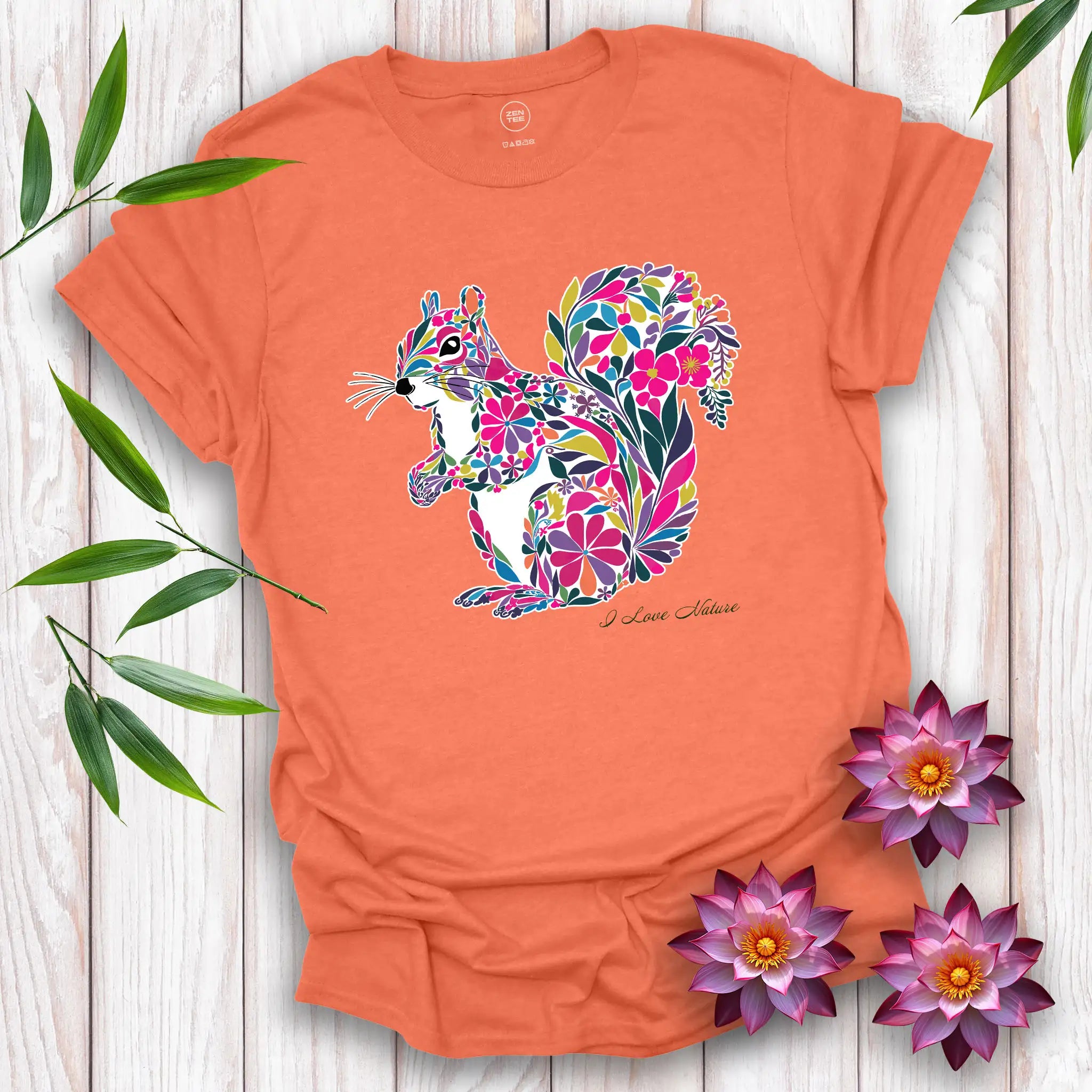 Squirrel Spirit Flowers T-Shirt