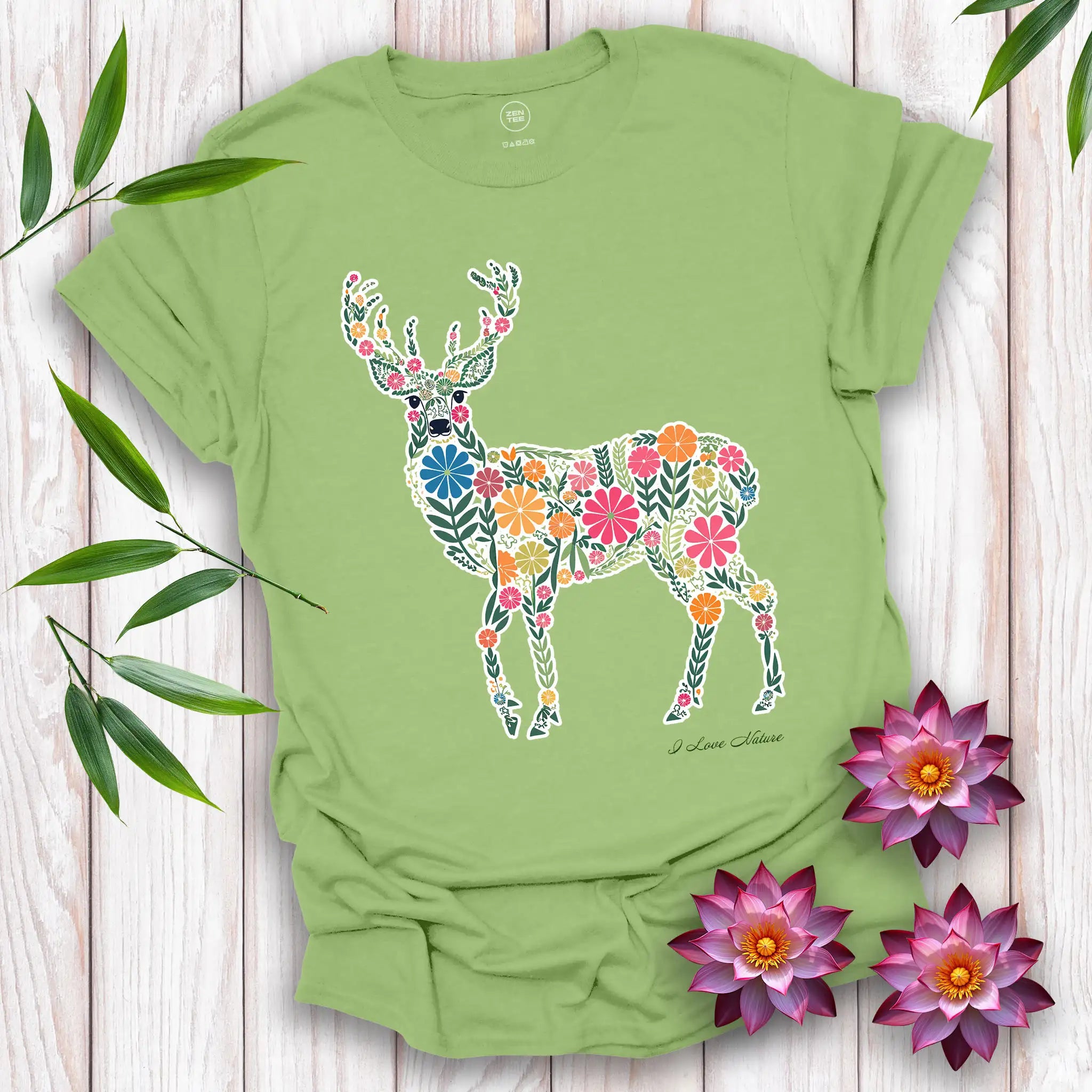 Deer Spirit Flowers T-shirt