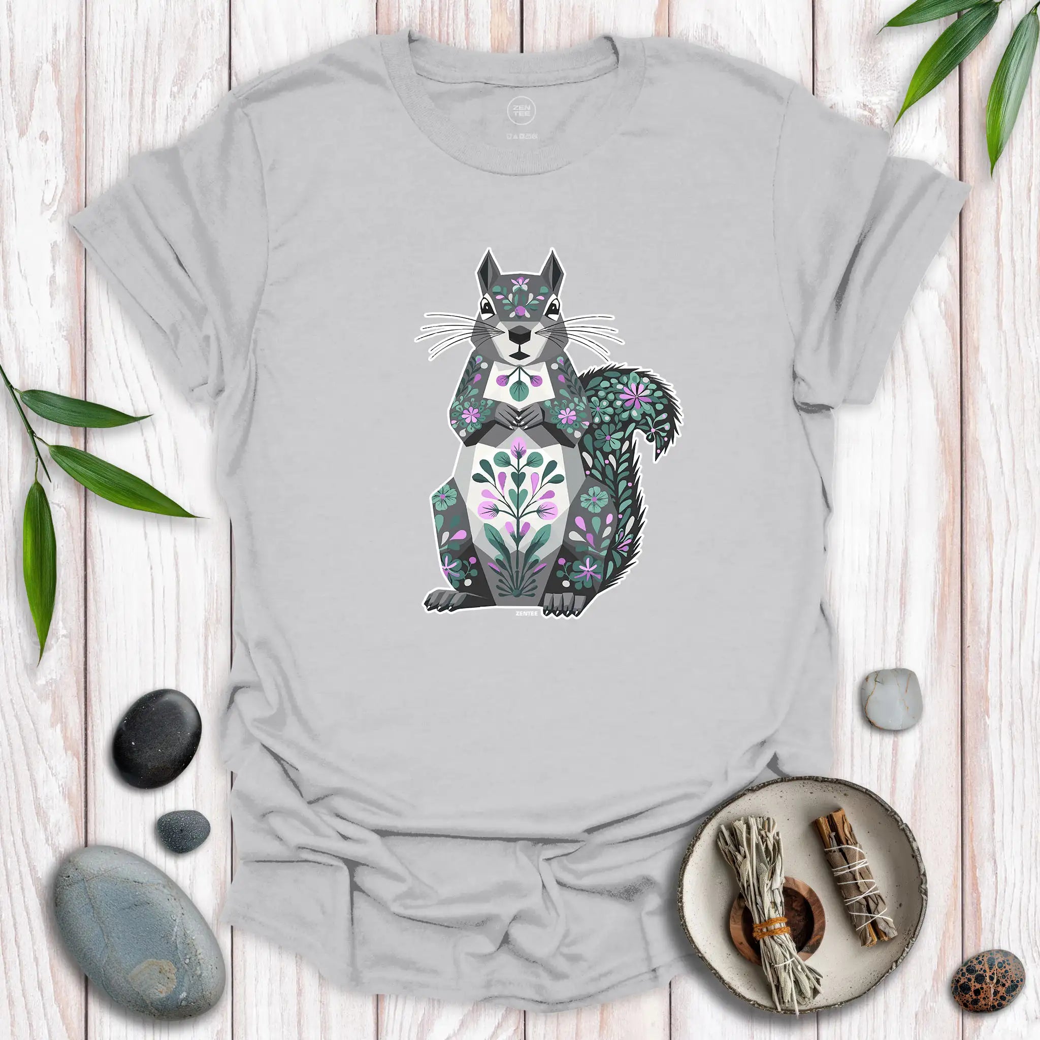 Sitting Grey Squirrel Spirit T-Shirt