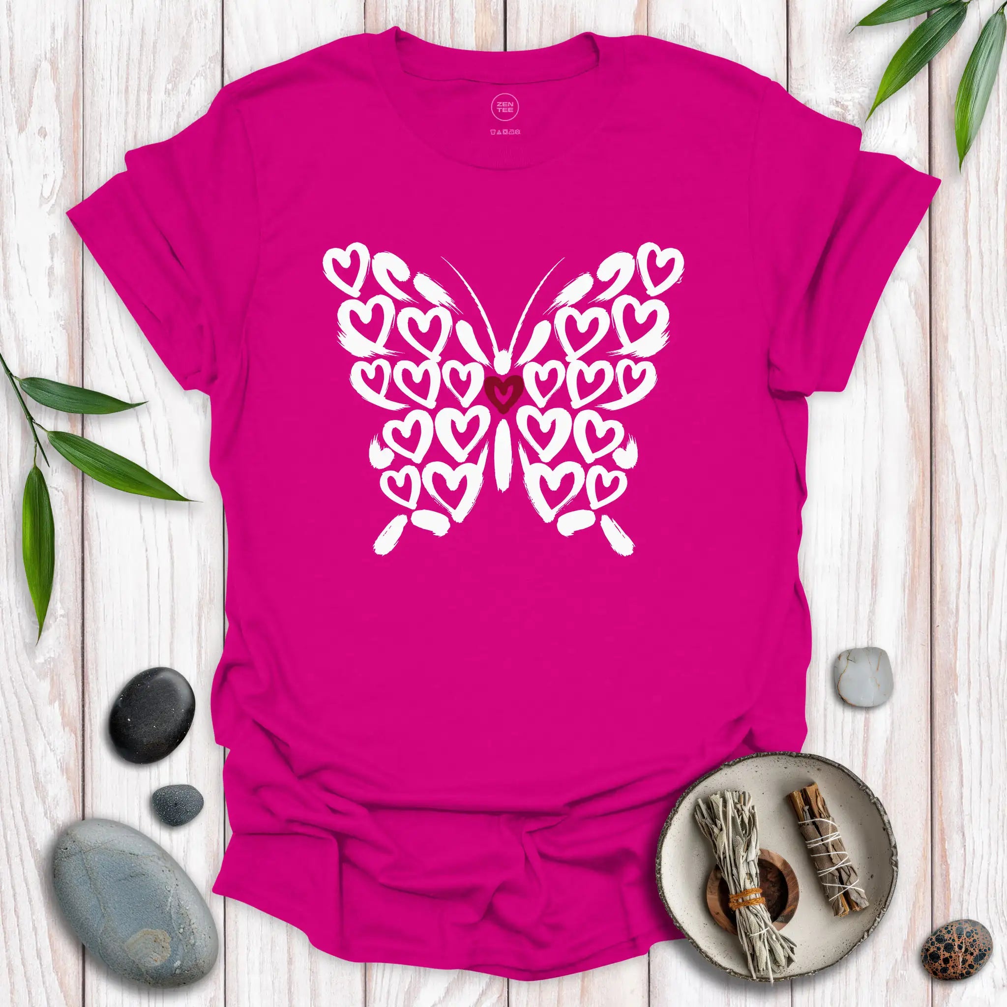 Butterfly Spirit Red Heart T-Shirt