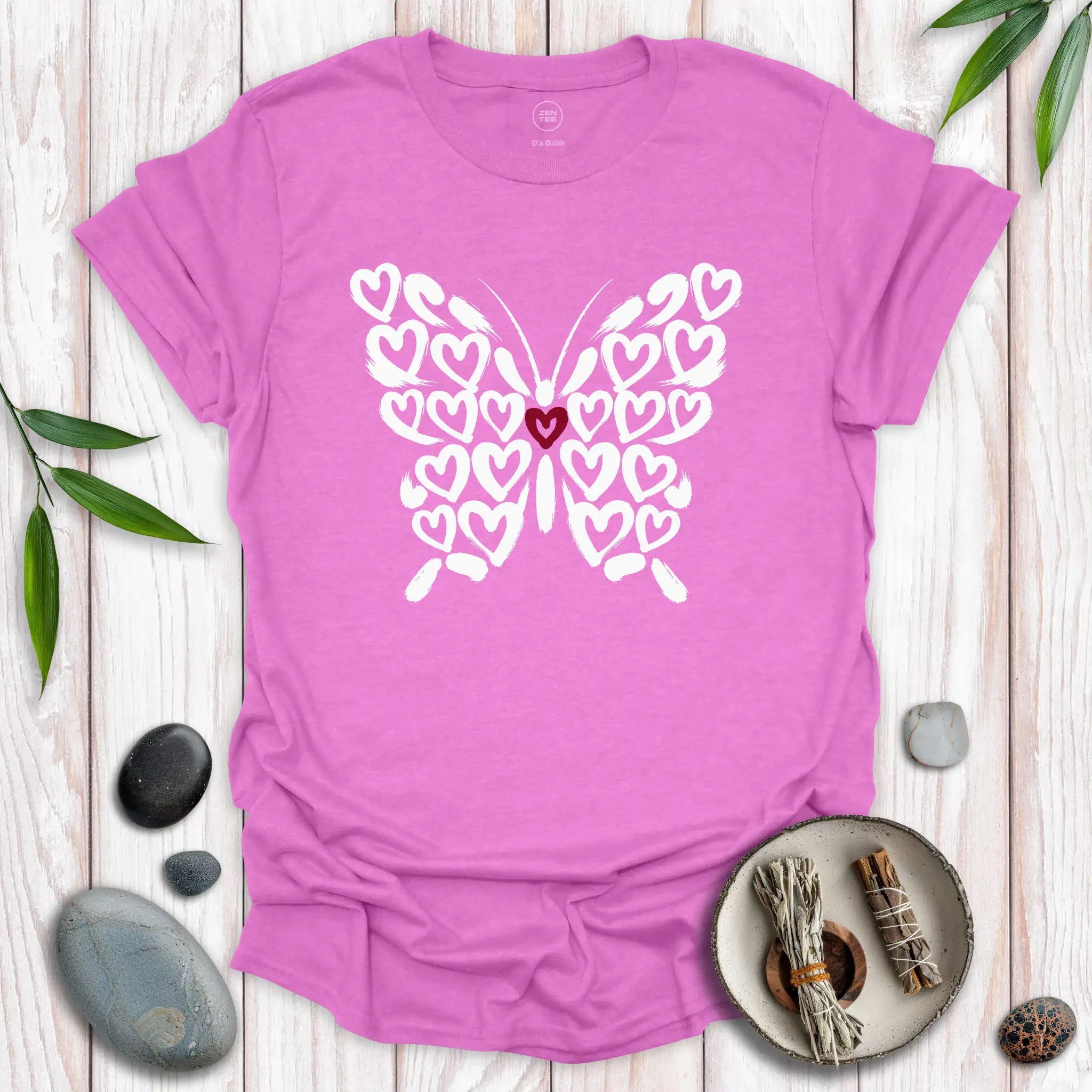 Butterfly Spirit Red Heart T-Shirt