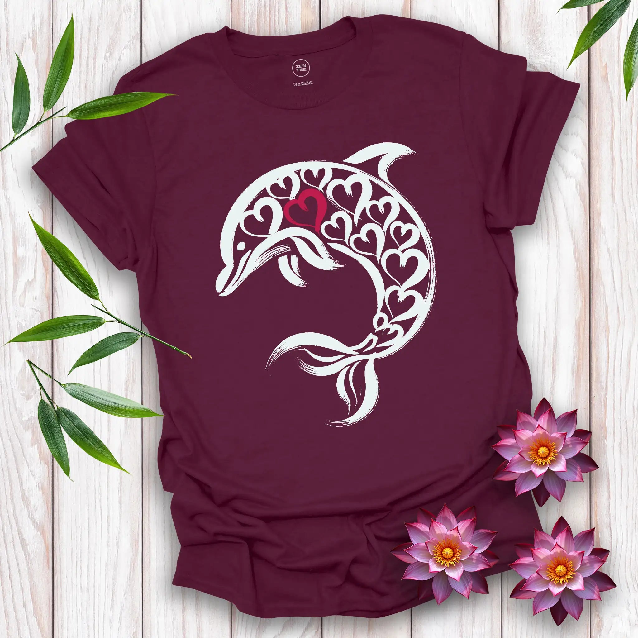 Dolphin Spirit Red Heart T-Shirt