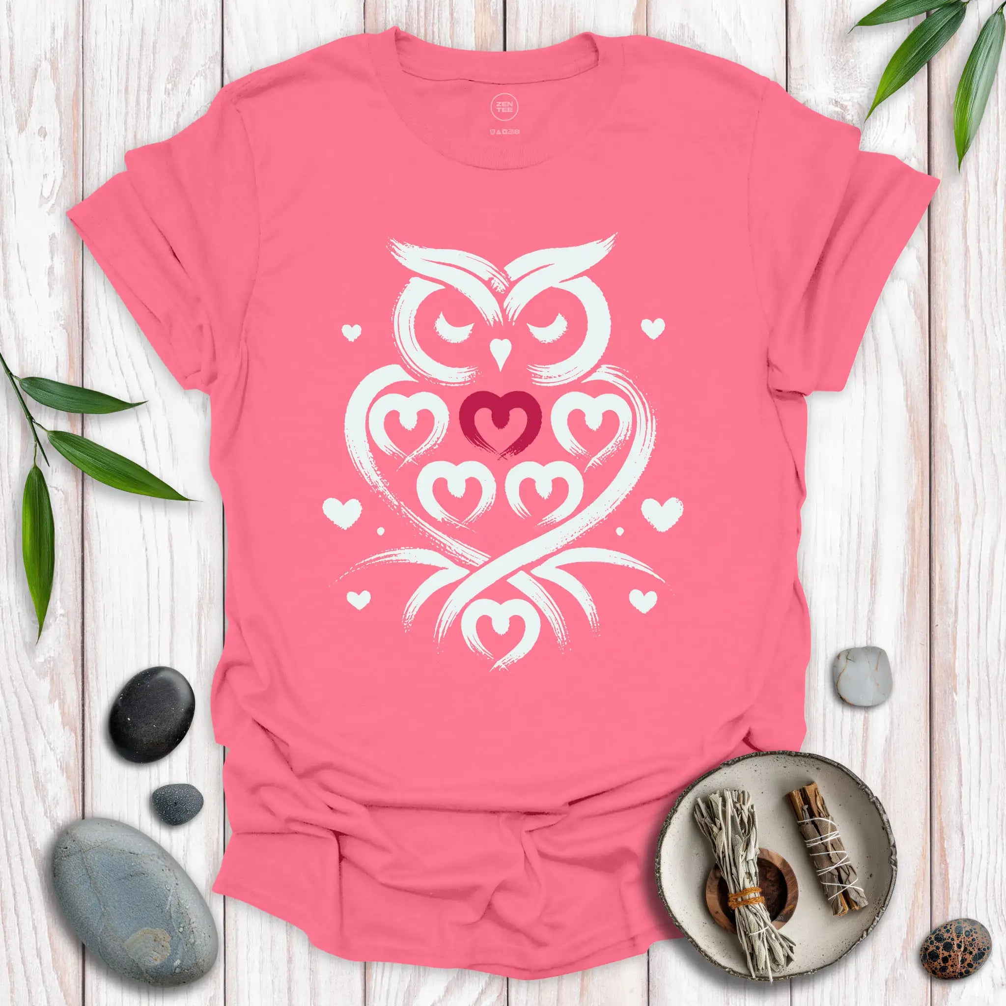 Owl Spirit Red Heart T-Shirt