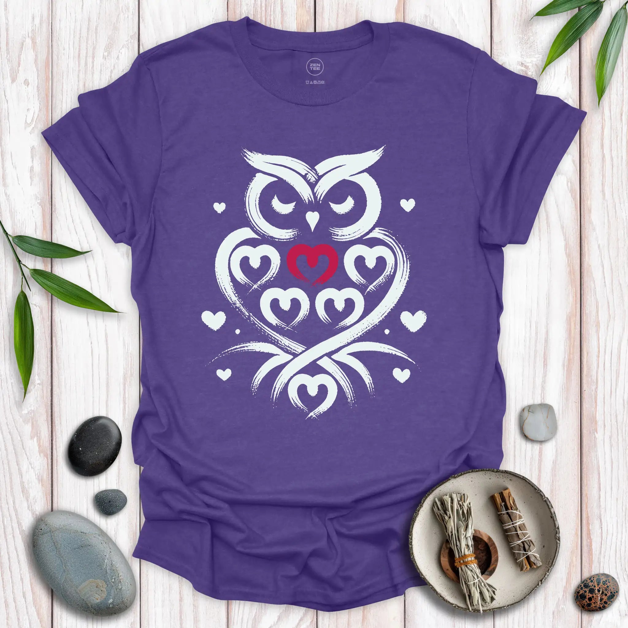 Owl Spirit Red Heart T-Shirt