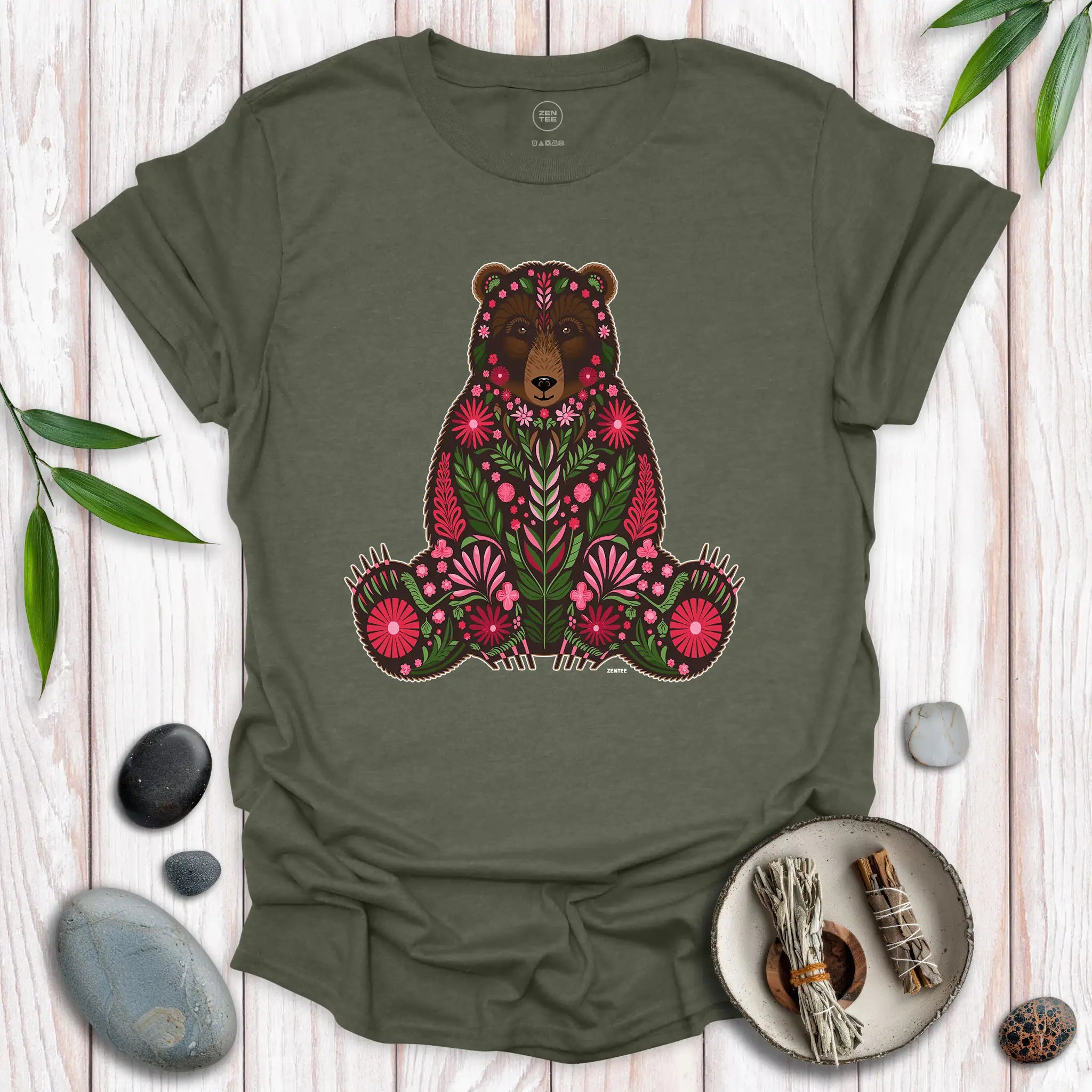Spirit Brown Bear Flowers T-Shirt