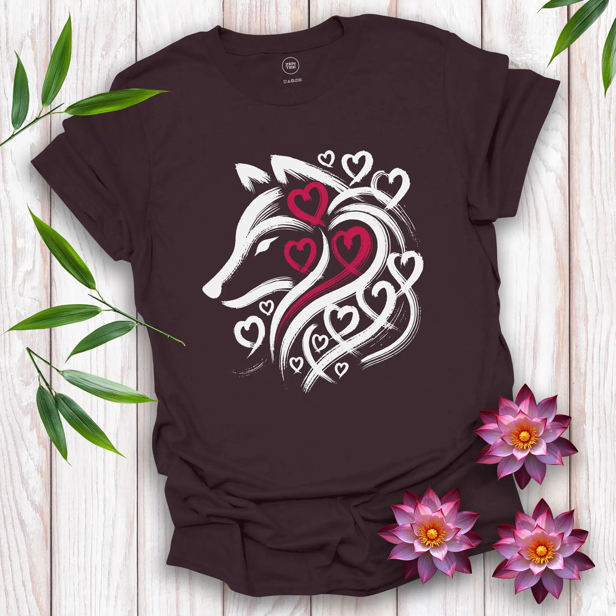 Wolf Spirit Red Heart T-Shirt