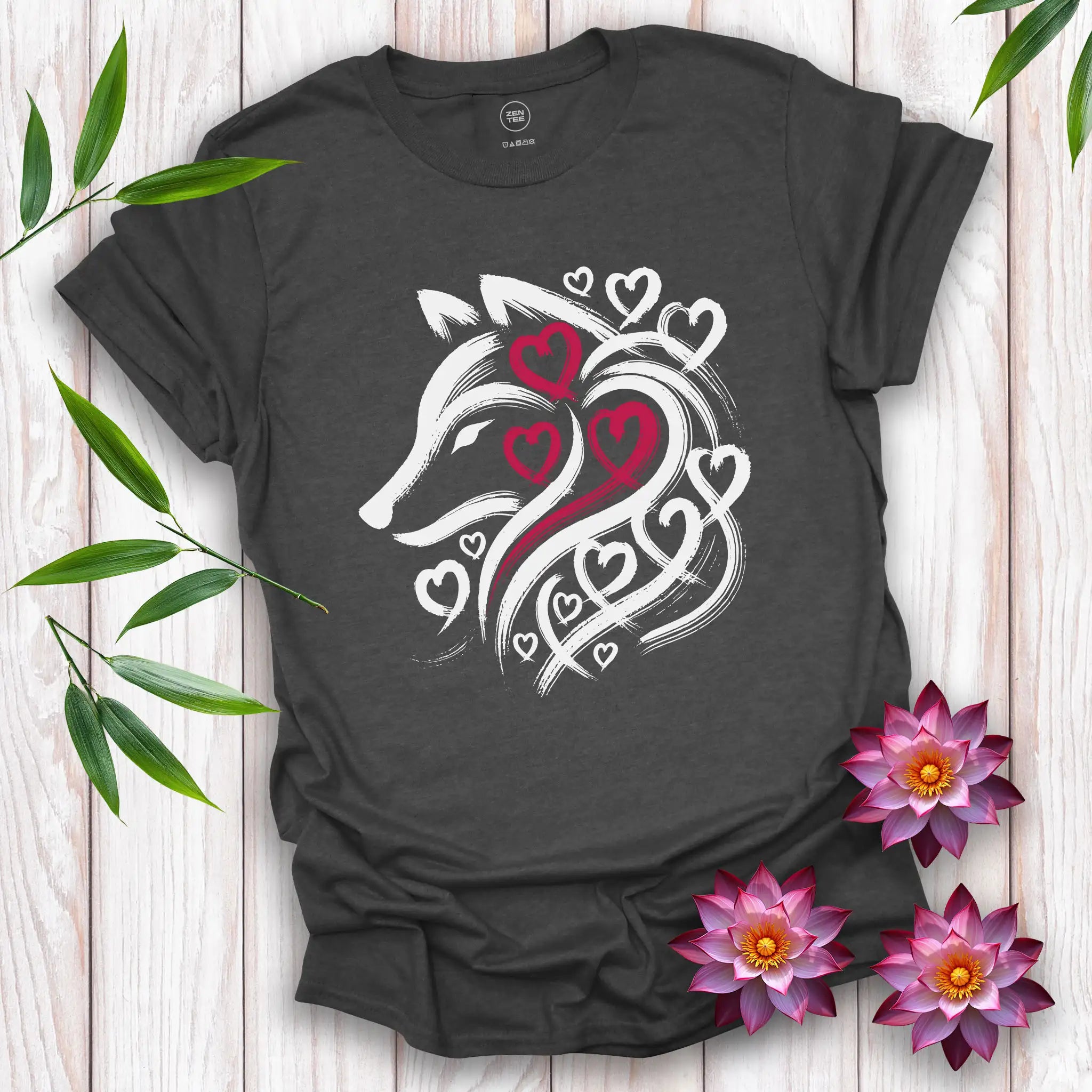 Wolf Spirit Red Heart T-Shirt
