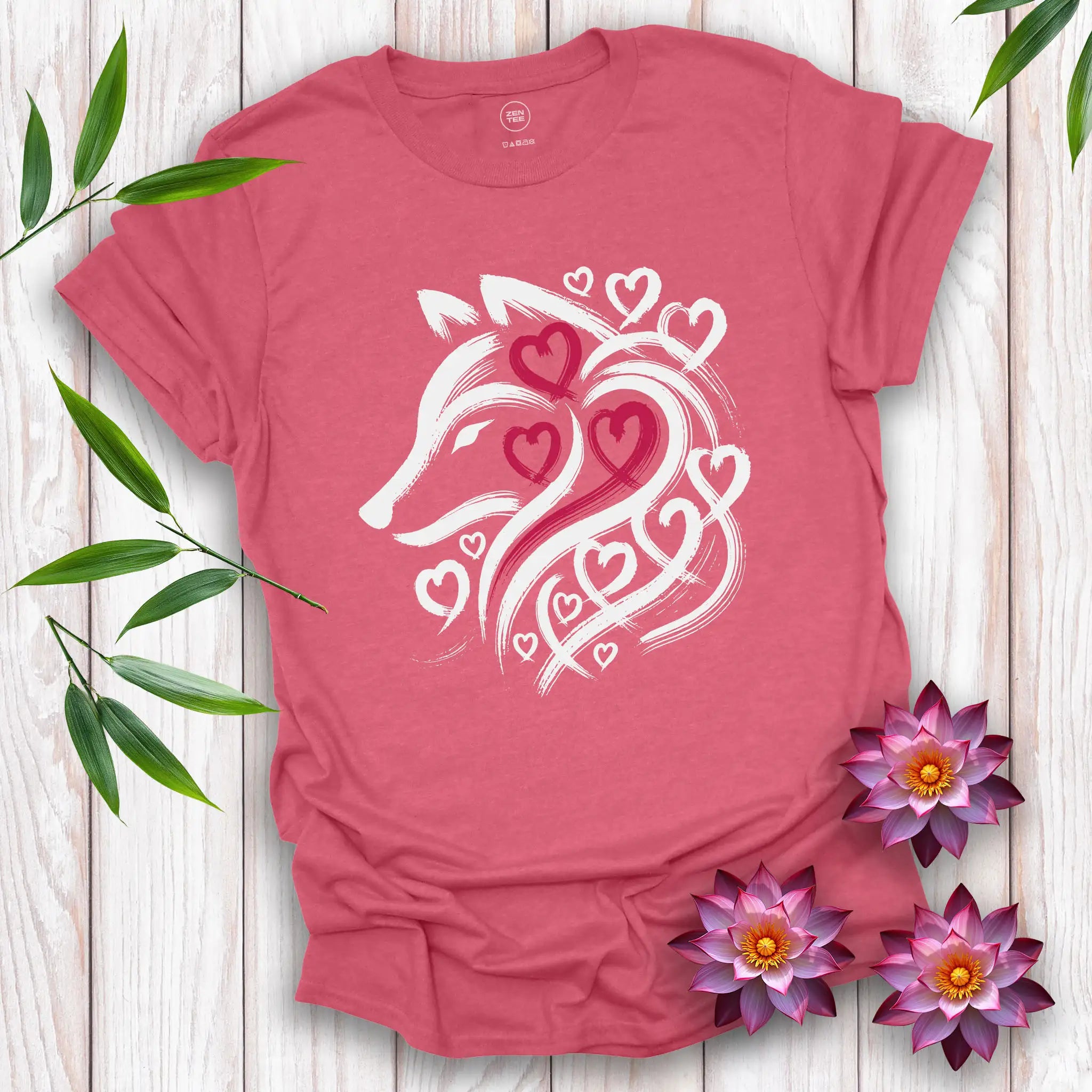 Wolf Spirit Red Heart T-Shirt
