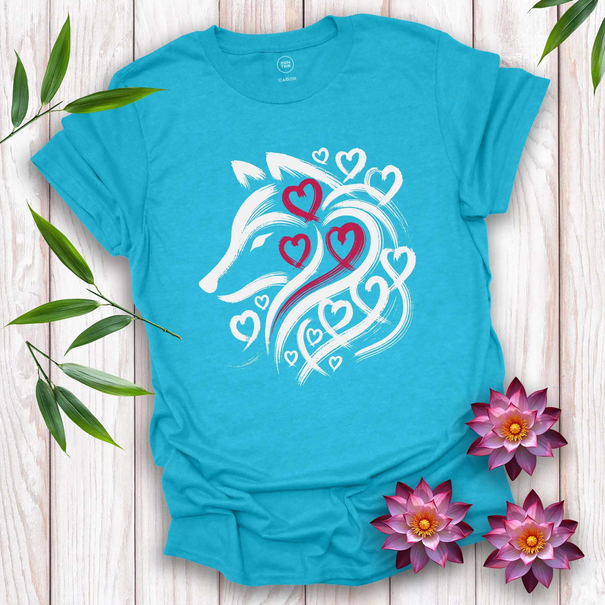 Wolf Spirit Red Heart T-Shirt