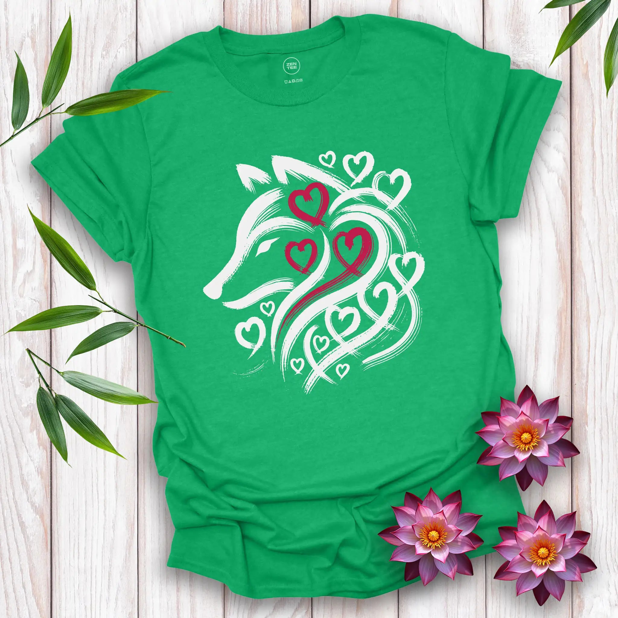 Wolf Spirit Red Heart T-Shirt