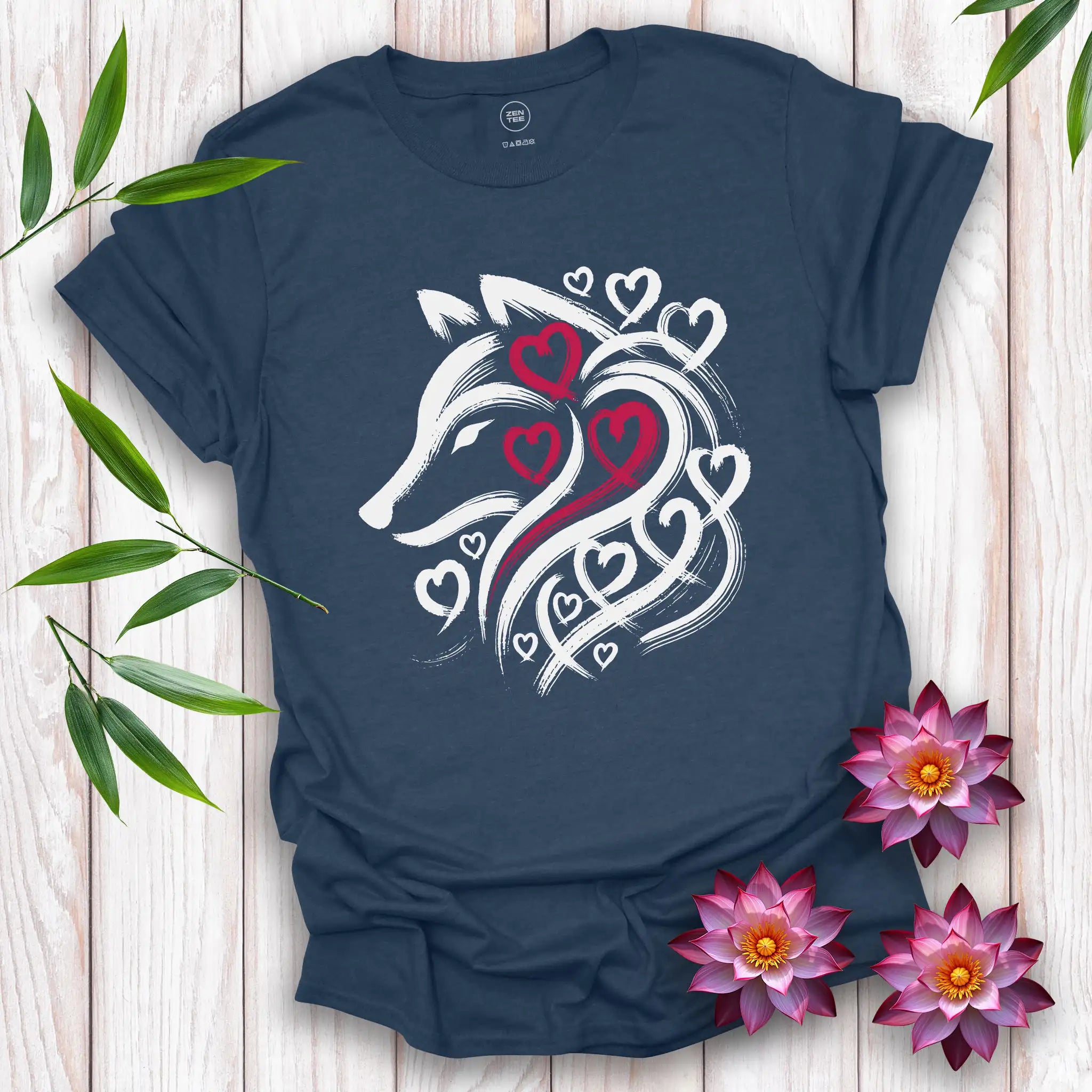 Wolf Spirit Red Heart T-Shirt