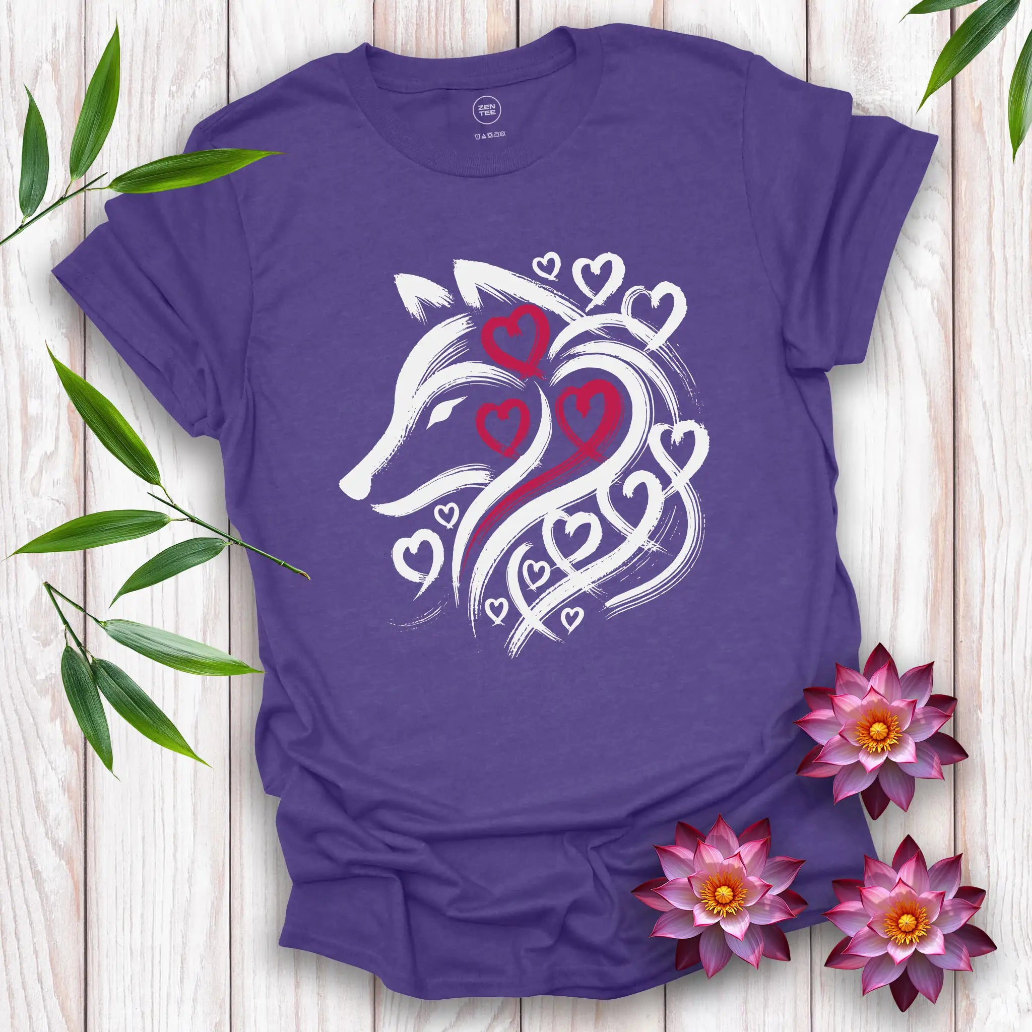 Wolf Spirit Red Heart T-Shirt