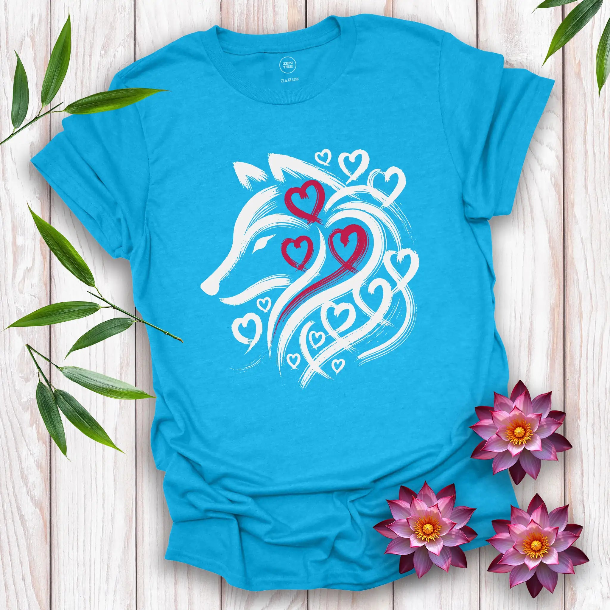 Wolf Spirit Red Heart T-Shirt