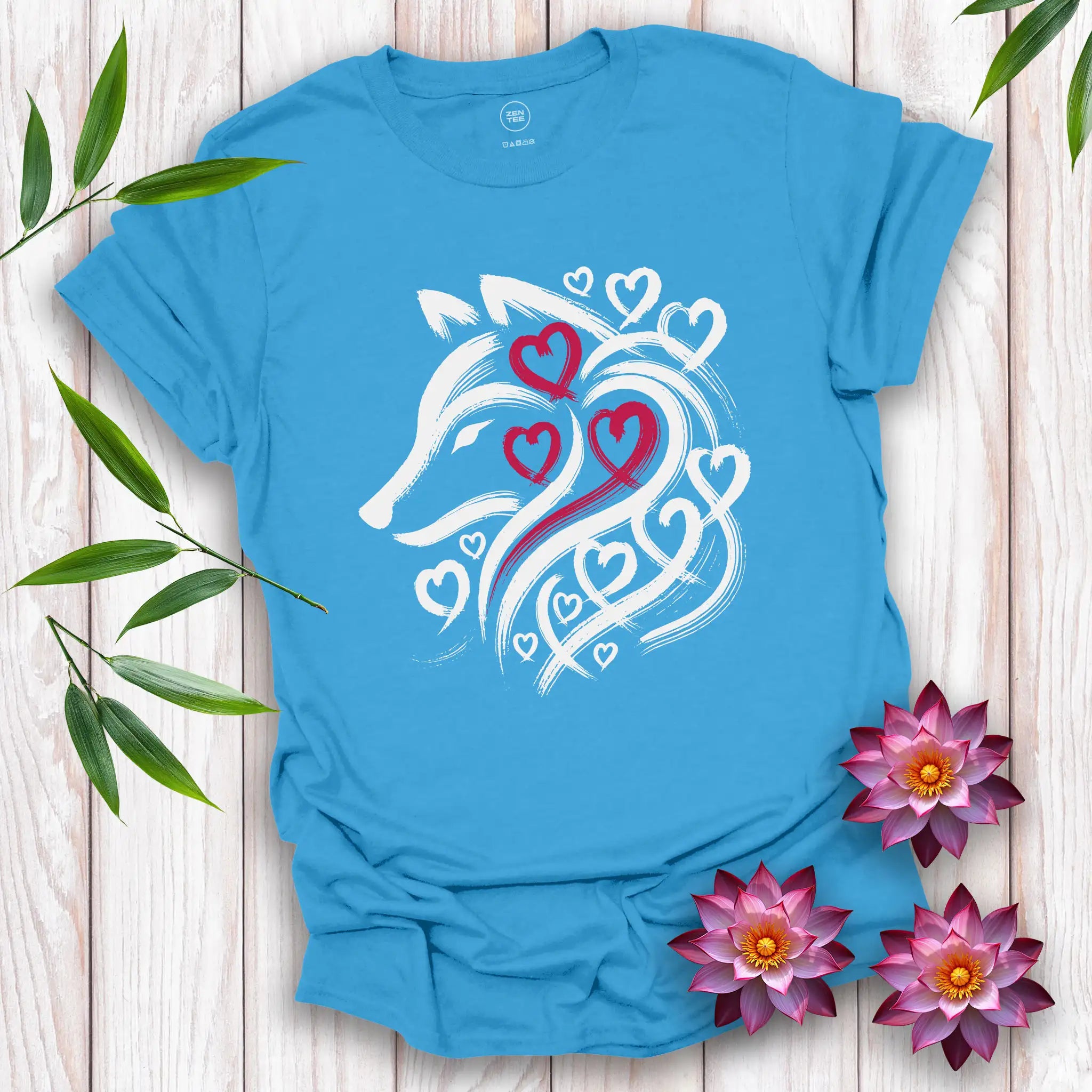 Wolf Spirit Red Heart T-Shirt