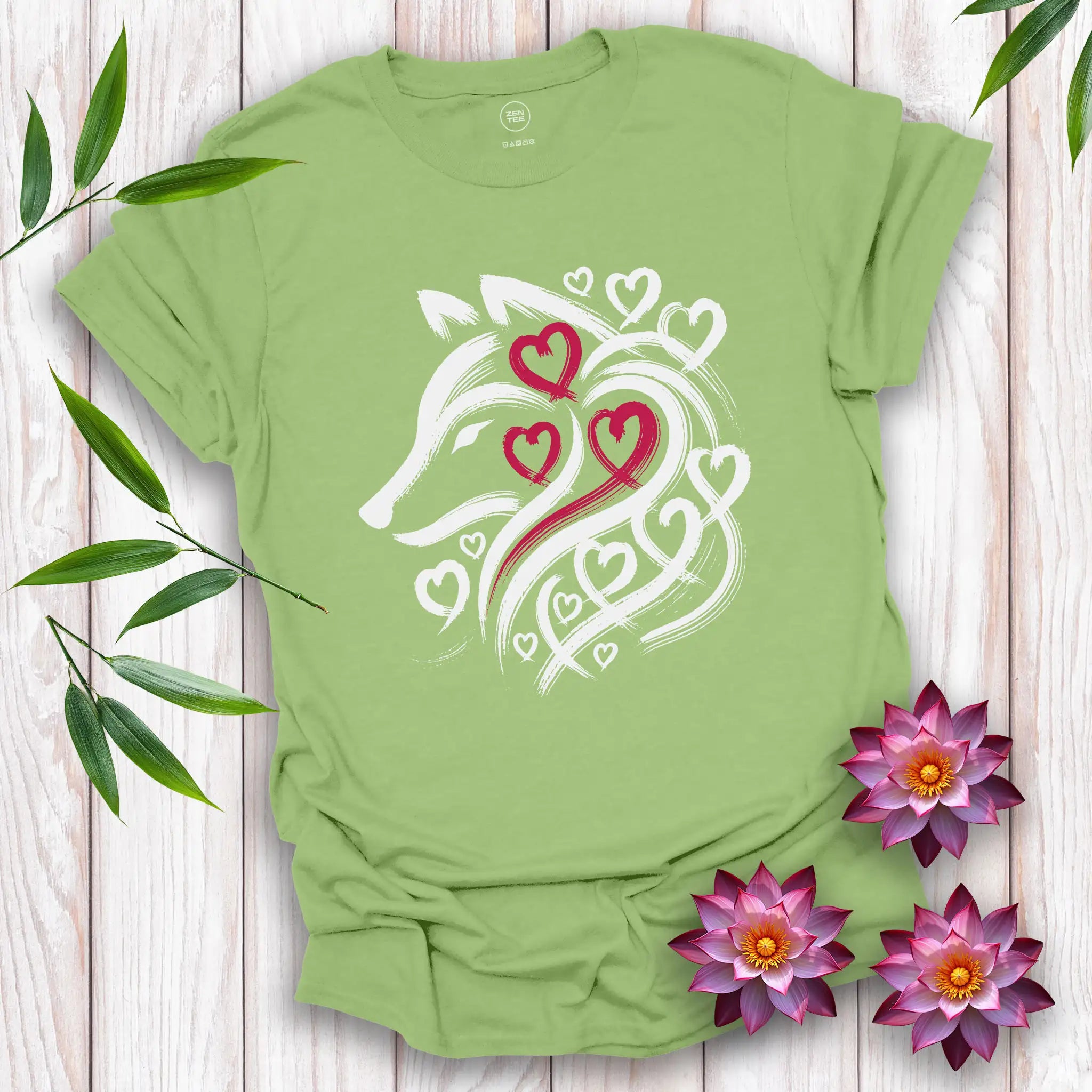 Wolf Spirit Red Heart T-Shirt
