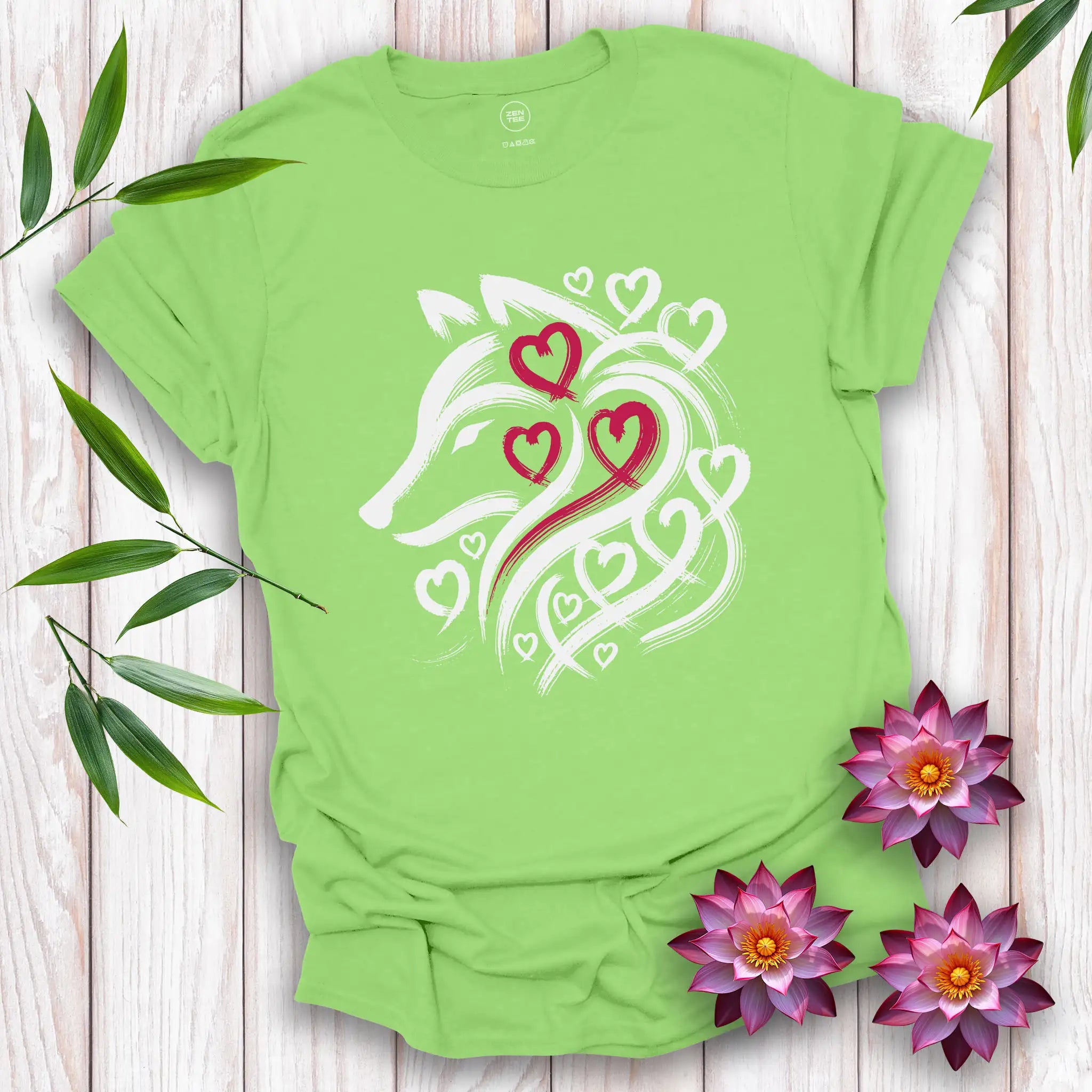 Wolf Spirit Red Heart T-Shirt
