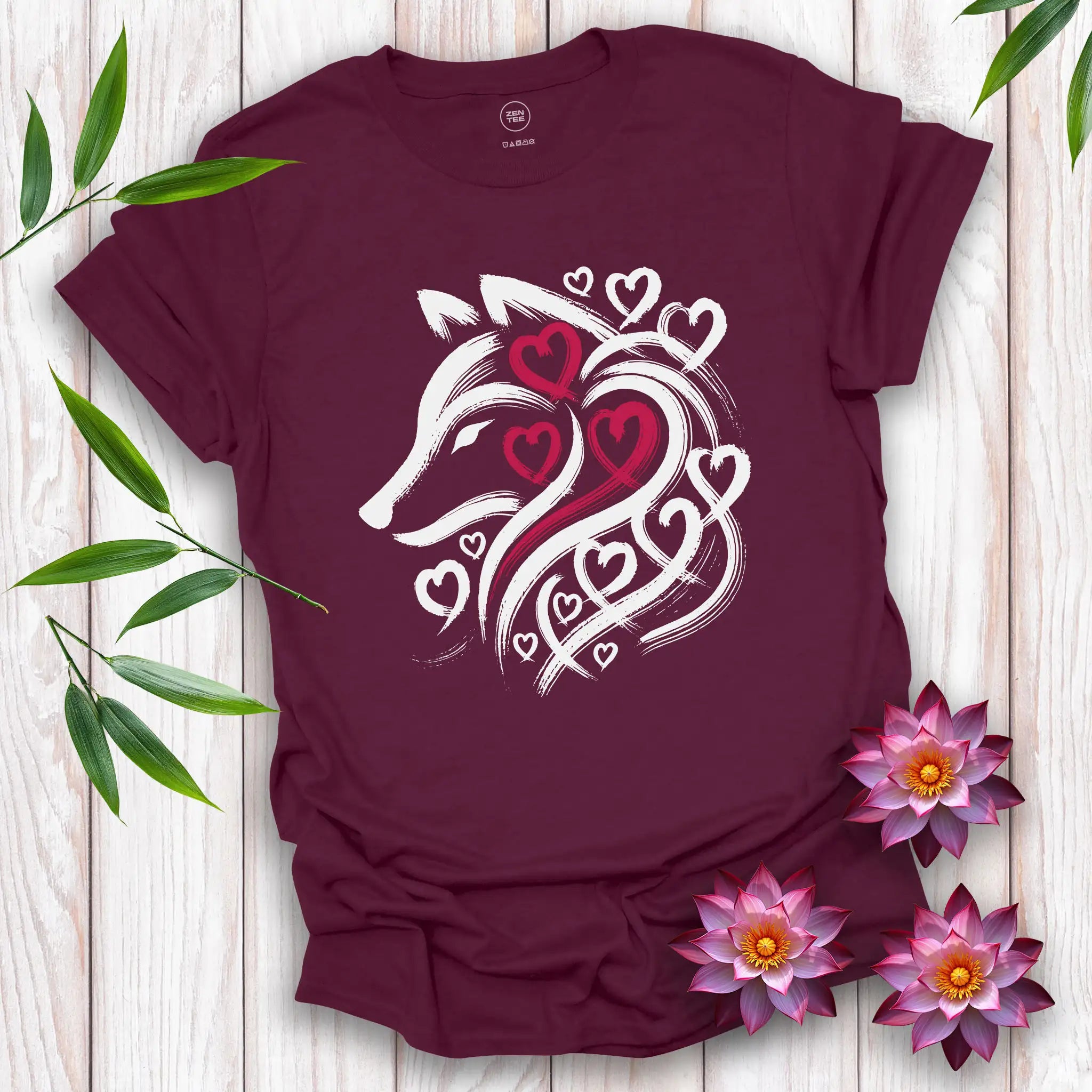 Wolf Spirit Red Heart T-Shirt